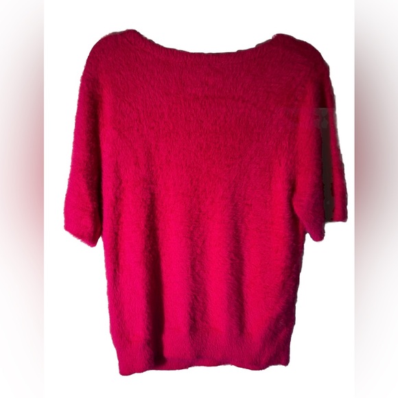 Anthropologie Maeve Rona Eyelash Sweater Tee in Hot Pink Size L - Picture 6 of 6